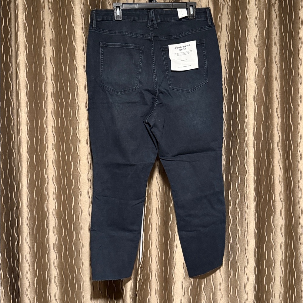 Good American Deep Indigo Cropped Jeans 18 NWT - Picture 2 of 5